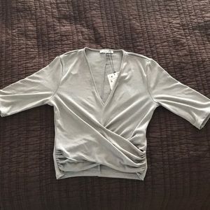 Zara Gray Cropped Crossover Top